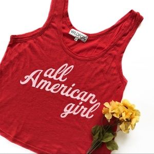 WILDFOX • All American Girl graphic red tank top